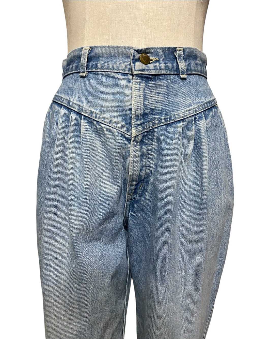 Vintage 80s Sunset Blues Light Wash Cotton Yolk Jeans 30 x 28 Normcore Americana - Picture 2 of 12